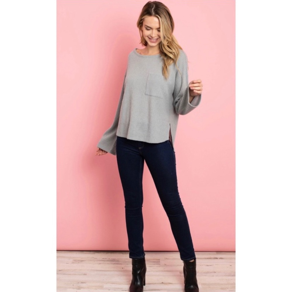 Women’s Babydoll Grey Longsleeve Top
